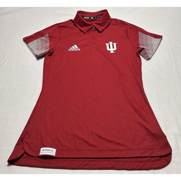 Indiana Hoosiers Adidas Primeblue Polo Womens Small Red IU White NCAA University - Picture 1 of 11